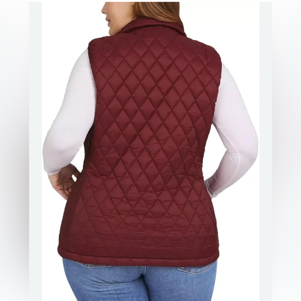 Lands' End Women's Quilted Vest - Burgundy NWT - Picture 2 of 7
